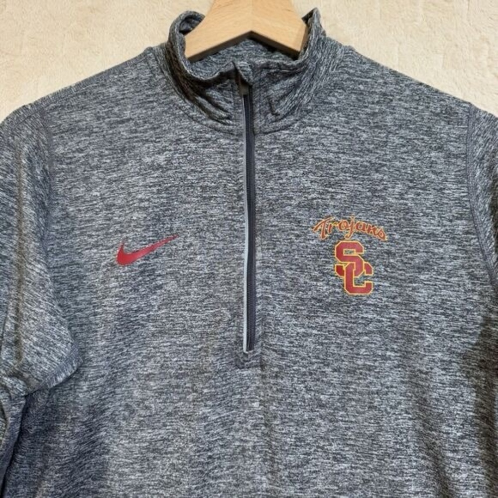 Nike Dri Fit Women’s 1/4 Zip USC TROJANS‎ Sz S Thumbholes Gray/red